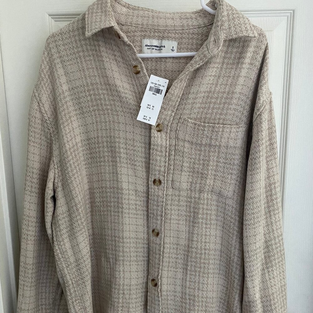 Abercrombie & Fitch Mens Flannel Knit Biege Size Small